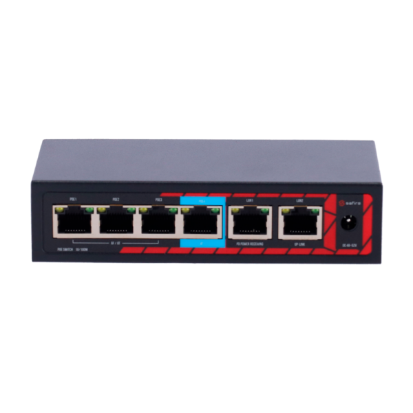 Safire Indoor Hi-PoE Extender Switch - SF-POE-EXT0604-60