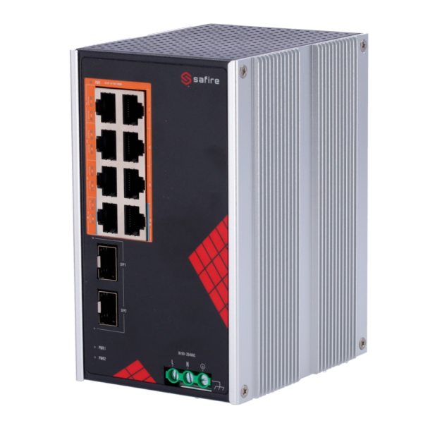 Safire Switch Industrial Alimentación AC y DC - SF-SWI1008HIPOE-GF-AC-130-DIN