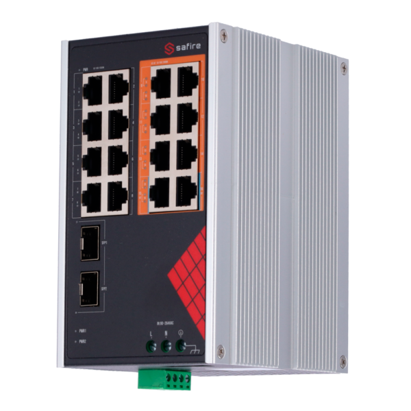 Safire Switch Industrial Alimentación AC y DC - SF-SWI1808HIPOE-GF-AC-130-DIN