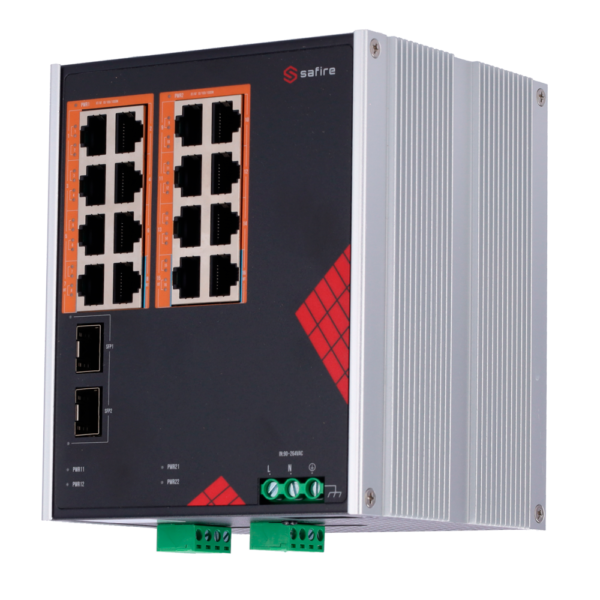 Safire Switch Industrial Alimentación AC y DC - SF-SWI1816HIPOE-GF-AC-260-DIN