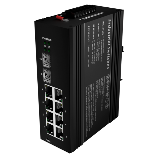 Switch PoE Marca Blanca - SW1008HIPOE-MGF-240-DIN