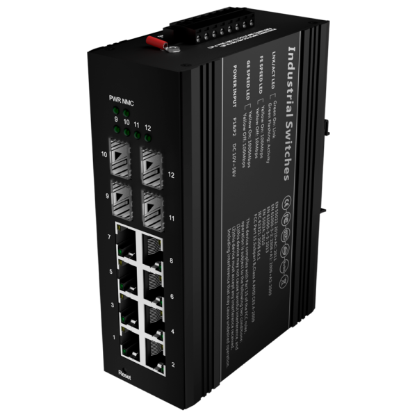 Switch PoE Marca Blanca - SW1208HIPOE-MGF-240-DIN