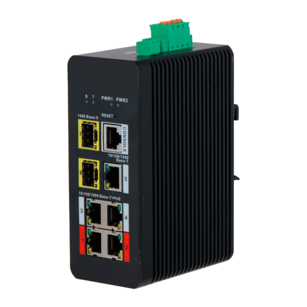 Switch PoE X-Security Carril DIN - XS-SWI0704HIPOE-MGF-120-DIN