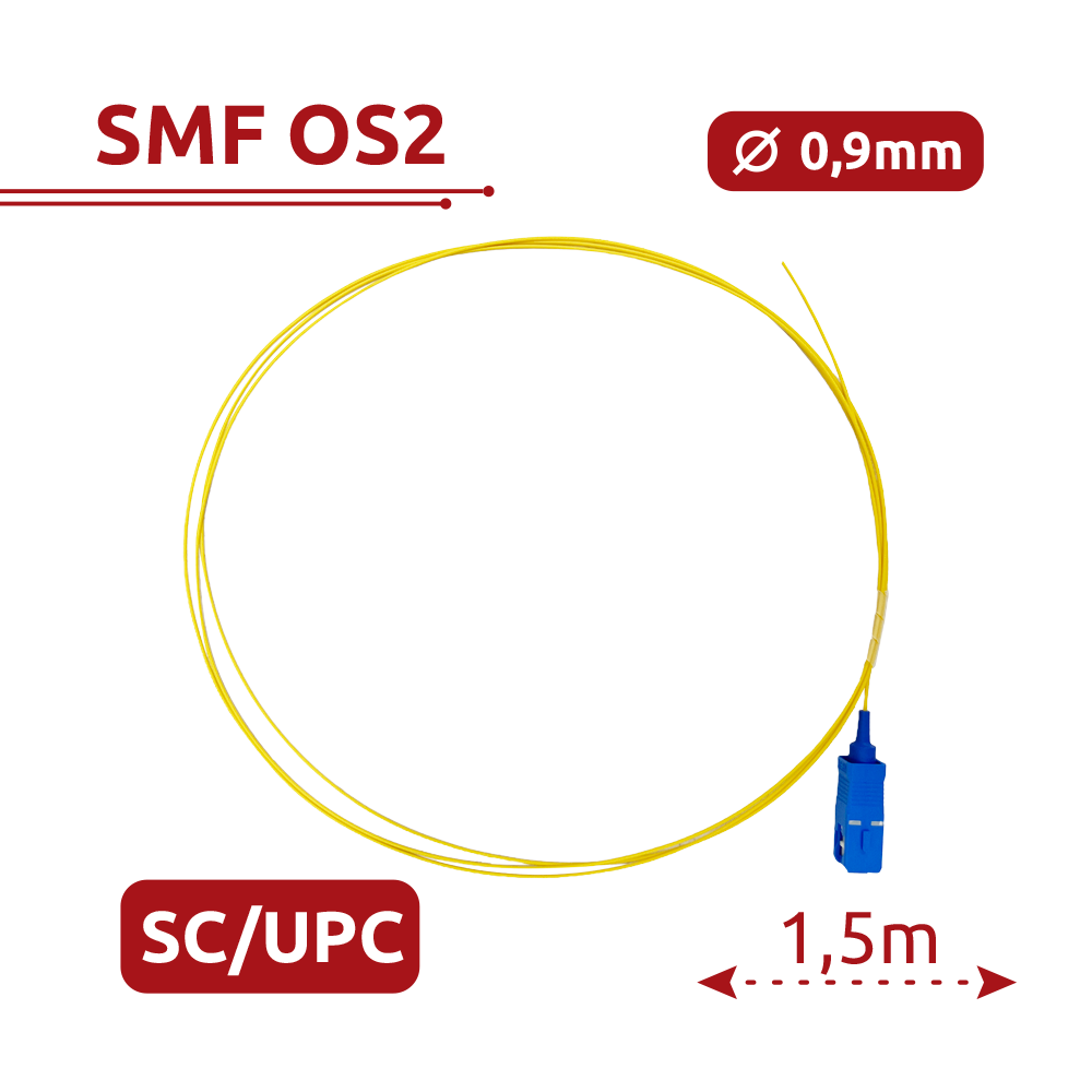 Pigtail de fibra óptica – SF-SC-UPC-OS2-0015M-D09-Y