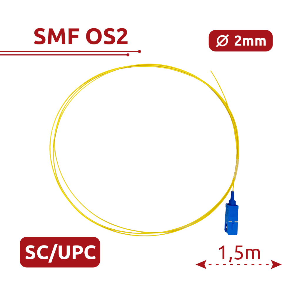 Pigtail de fibra óptica – SF-SC-UPC-OS2-0015M-D20-Y
