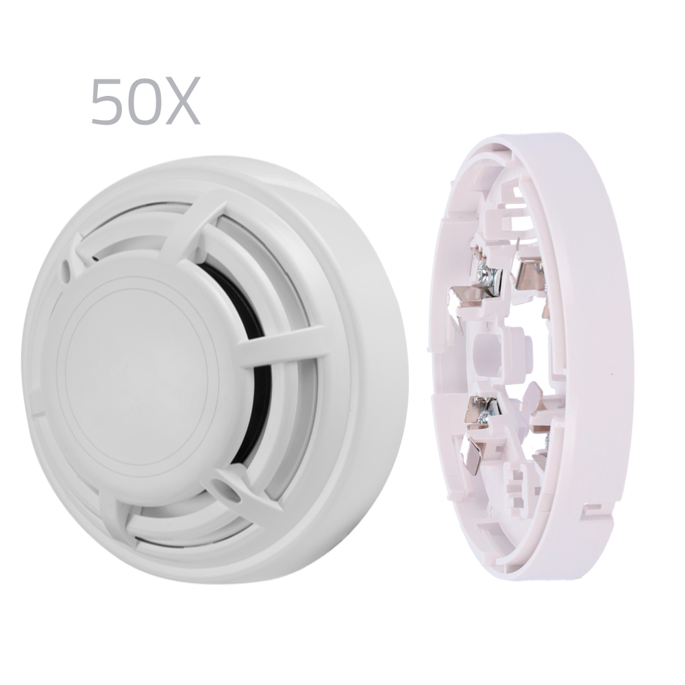 Kit 50 detectores térmicos y bases DMTech – Detector convencional termovelocimétrico (50XKIT-DMT-HEAT)