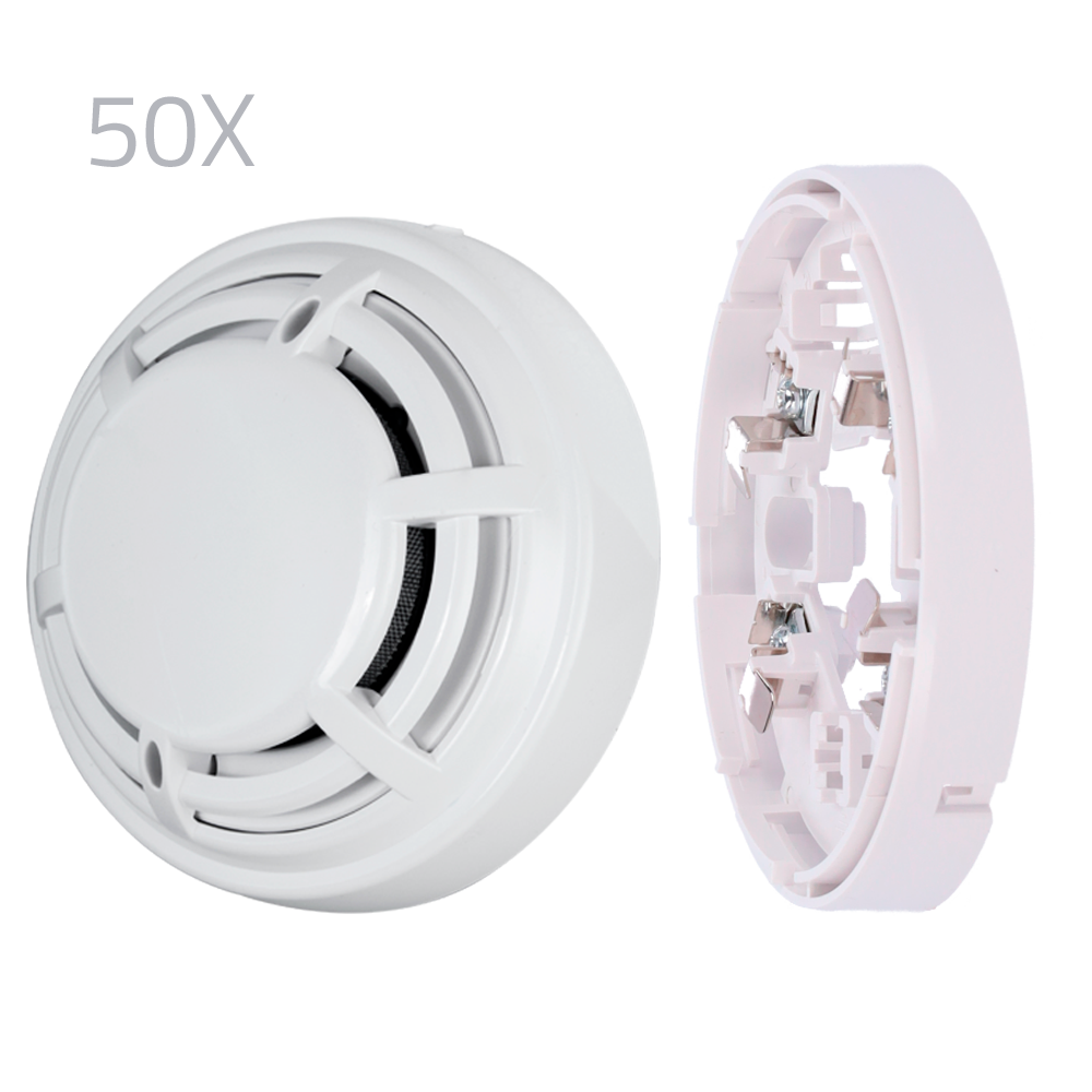 Kit 50 detectores ópticos y bases DMTech – Detector convencional óptico de incendio (50XKIT-DMT-OPTICAL)
