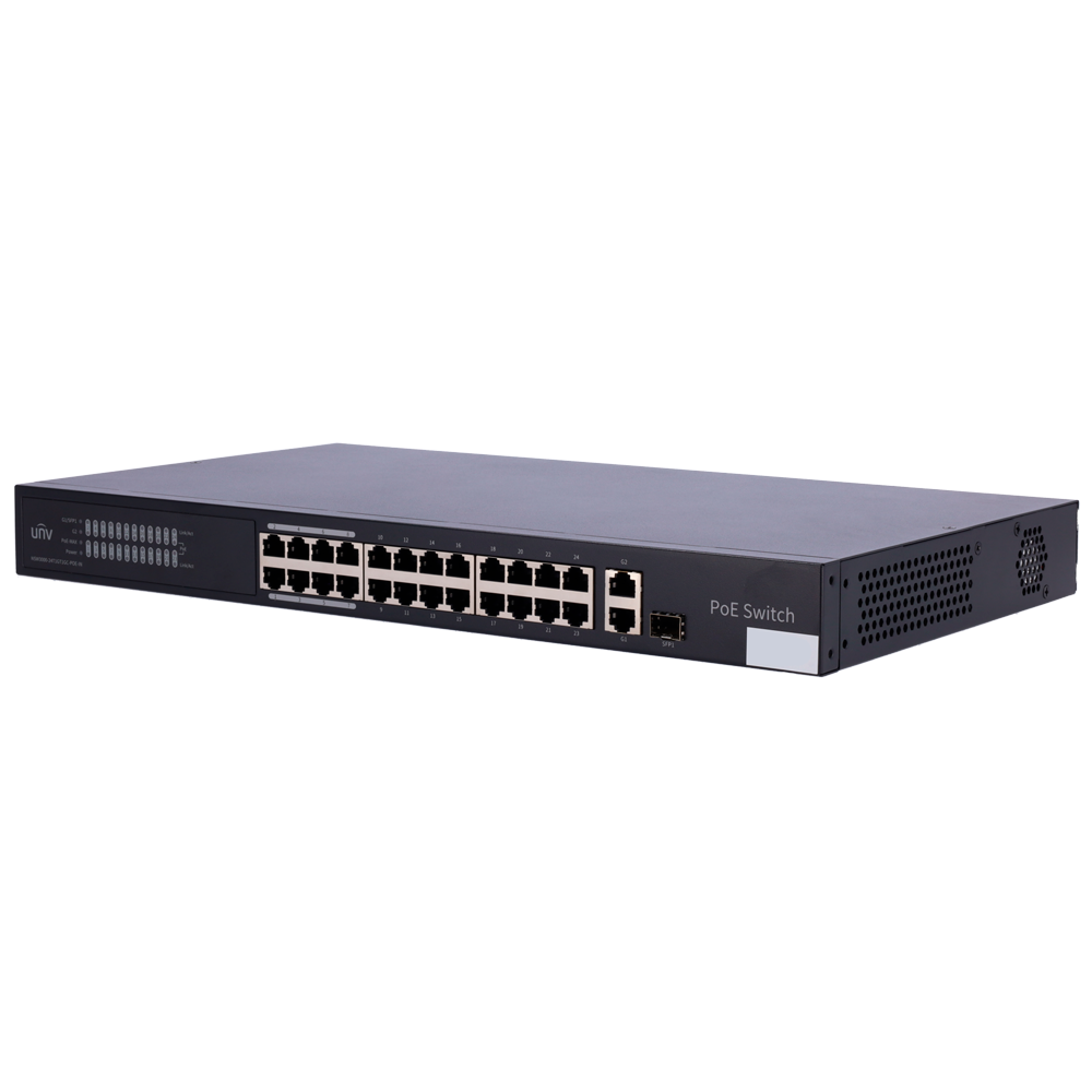 Uniview Switch PoE Cloud Gestionable Capa 2 – 24 PoE802.3af/at + 1 uplink RJ45 +1 uplink Combo (UV-NSW3000-24T1GT1GC-POE-IN)