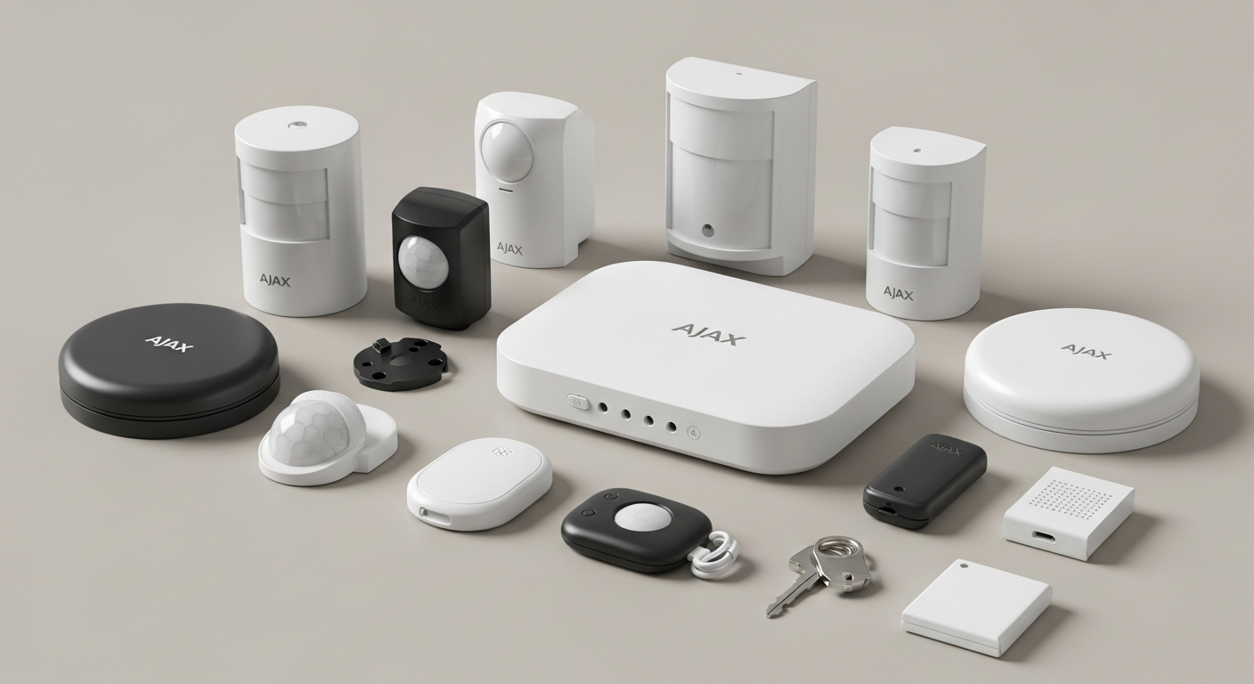 Kit de alarma Ajax completo con centralita, sensores y control remoto