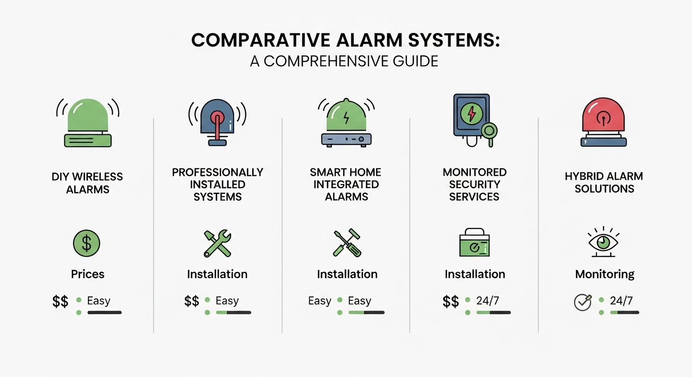 Comparativa visual de sistemas de alarma para casas en 2026