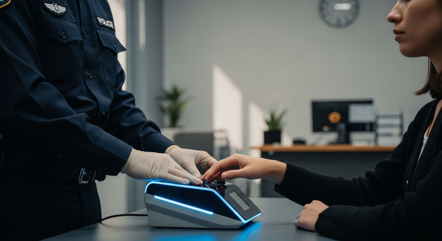 Proceso de toma de huellas digital para documentación oficial en España