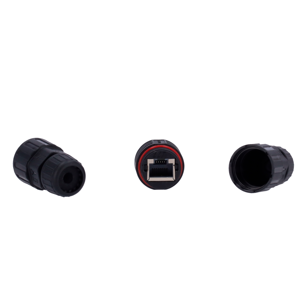 Conector con Racor Industrial – Conector entrada RJ45 (CON-RJ45-GLAND-W-BLACK)