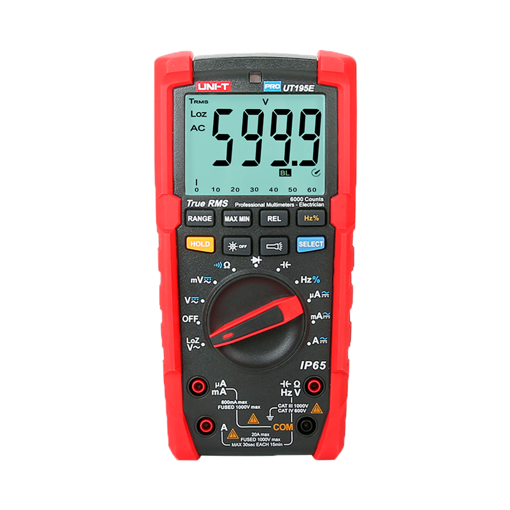Multímetro digital industrial True RMS – IP65 y resistente a caídas de 2 m (UT195E)