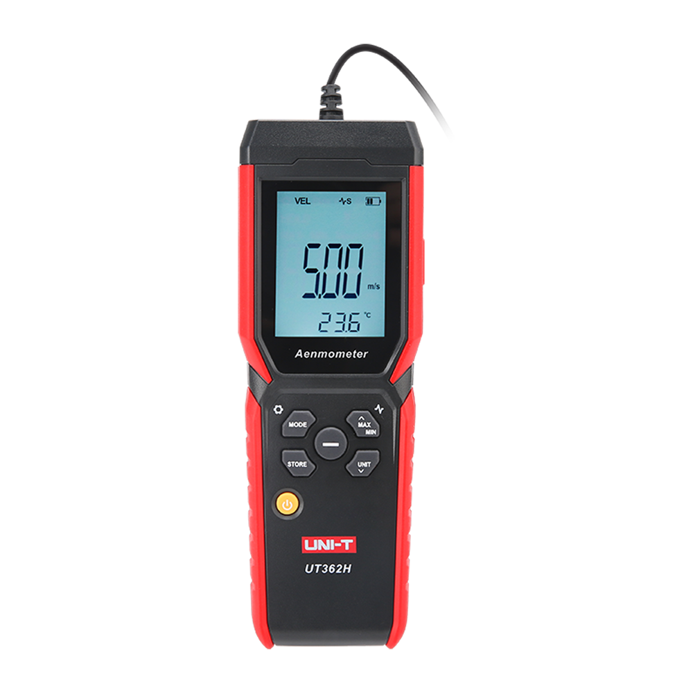 Anemómetro de hilo caliente – Mide velocidad, temperatura y caudal de aire (UT362H)